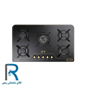 اجاق گاز درخشان مدل G646 شیشه ای مشکی حاشیه طلایی